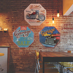 แผ่นโลหะรูปทรงพิเศษแบบวินเทจแผ่นโลหะย้อนยุคสำหรับอู่ซ่อมรถจักรยานยนต์ - Product Image 3