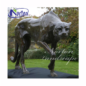 Gran decoración <span class=keywords><strong>de</strong></span> jardín al aire libre tamaño real fundición latón guepardo Metal arte Animal estatuas bronce corriendo Pantera escultura - Product Image 6