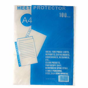 Glaçure Surface lisse claire A4 taille usine vente en gros plastique 100 feuilles/sac pour <span class=keywords><strong>bureau</strong></span> 11 trous feuille de protection - Product Image 4