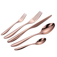 Ensemble de couverts en acier inoxydable rose doré de qualité supérieure, style royal, poli miroir, réutilisable et durable