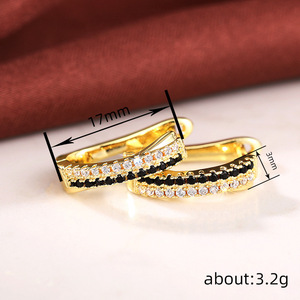 Orecchini a polsino geometrici bicolore da donna per uso quotidiano, accessori per l'orecchio - Product Image 4