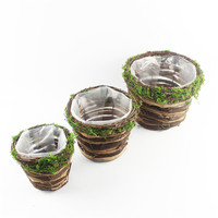 Petit pot de fleurs d'extérieur biodégradable au design classique traditionnel, en matériau mousse/rotin/cor d'olivier, pour jardin et usage au sol