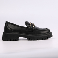 2025 Design de mode femmes fond épais chaussures plates en cuir noir femmes mocassins chaussures