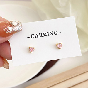 Wholesale Cute Design 18k Gold Plated Multi Color Cubic Zirconia <b>Small</b> Heart <b>Stud</b> <b>Earrings</b> for Women - Product Image 3