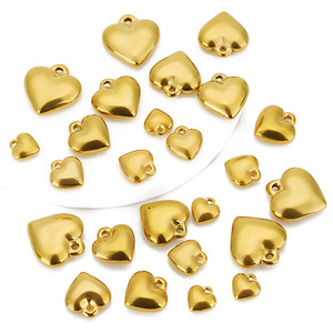 Pendentif en forme de cœur en acier inoxydable plaqué or pour la fabrication de colliers, accessoires de bijoux DIY - Product Image 1