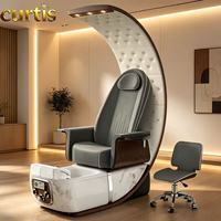 Fauteuil de pédicure électrique inclinable de luxe avec bain à remous, lampe LED et massage corporel complet pour salon de manucure et soins des pieds