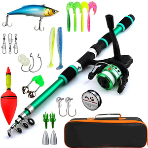 <span class=keywords><strong>Ensemble</strong></span> de cannes à pêche complet avec canne télescopique, moulinet <span class=keywords><strong>spinning</strong></span>, leurres, hameçons et canne de voyage - Product Image 3