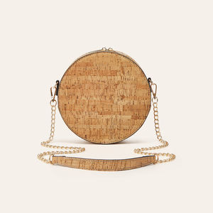 Sac à bandoulière ovale léger pour femme, style bohème vintage multi-éléments, avec fermeture éclair et chaîne effet écorce - Product Image 5