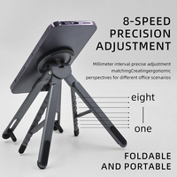 Soporte Magnético de Aluminio para Teléfono, 8 Velocidades, Soporte de Escritorio para Teléfono, Trípode Magnético para iPhone, Tablet