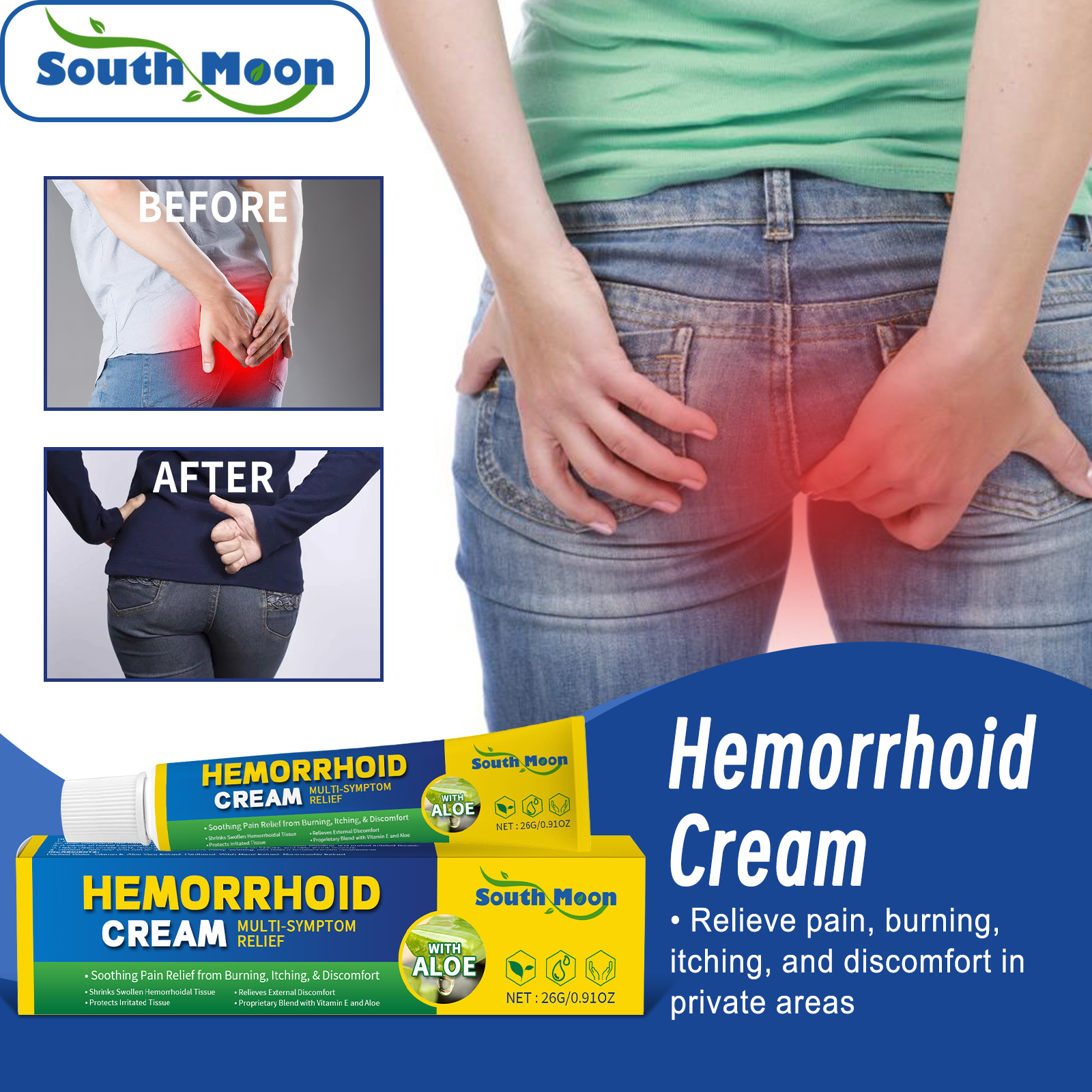 Hemorrhoid Relief Ointment Soothes Perianal Skin Sensitivity & Discomfort Relieves Mild Redness & Stinging From Friction