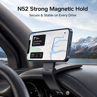 Support magnétique pour téléphone de voiture, fixation tableau de bord à clip ressort, support pliable pour pare-soleil, aimant N52, support réglable à 360 degrés