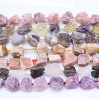 Manik-manik Batu Kristal Alami Amazonite Citrine Lapis Rose Quartz 16-30mm, Bentuk Tidak Beraturan, Kualitas Tinggi, Amethyst Kristal Kasar