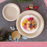 Assiettes à dessert jetables biodégradables en bagasse compostable de 6 pouces, personnalisées, écologiques, résistantes au congélateur, lot de 200, vente en gros