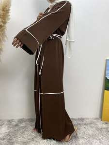 Personalización de Fábrica, Personalización de Logotipo, OEM, ODM, Abaya Musulmana Modesta, Vestido Largo Islámico de Manga Larga, Abaya Musulmana Abierta, Túnica Larga - Product Image 3