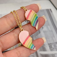 Collier pendentif série Couple amour détachable en zircon coloré en cuivre plaqué or 18 carats Style classique simple