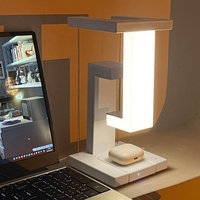 Luz de escritorio de lectura de carga inalámbrica, lámpara de mesa flotante de levitación magnética por gravedad para dormitorio, estudio, decoración de oficina