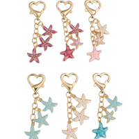 Porte-clés en alliage personnalisé avec pendentif en forme de cœur d'étoile de mer coloré de dessin animé, petit cadeau promotionnel