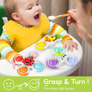 Lot de 3 toupies à <span class=keywords><strong>ventouse</strong></span> pour <span class=keywords><strong>chaise</strong></span> <span class=keywords><strong>haute</strong></span>, jouets sensoriels de voyage pour tout-petits, jouets de bain pour bébés - Product Image 3