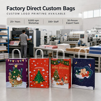 Sacs cadeaux en papier kraft personnalisés pour Noël, fêtes, Père Noël, avec poignées torsadées, motifs variés, vente en gros, directement de l'usine