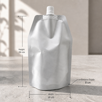 Prêt à expédier – Pochette souple à bec verseur de forme spéciale 500 ml, blanche, pour emballage de liquides (boissons, détergents)
