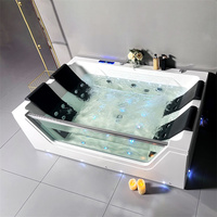 Baignoire à remous spa intérieur Baignoire de massage Baignoire pour 2 personnes Baignoire en acrylique avec robinet et deux oreillers