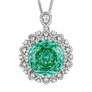 Classic Anti-tarnish Eco-friendly Copper 18mm Rose Cut Cubic Zirconia Pendant Jewelry <b>Cluster</b> Necklace Flower for Women Wedding - Product Image 1