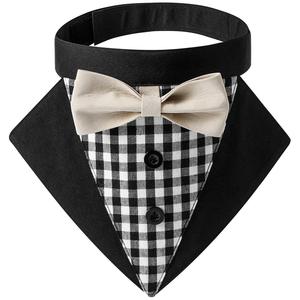 Nueva ropa a cuadros traje guapo perro Saliva boda mascota triángulo bufanda - Product Image 6