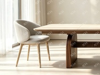 Chaise de salle à manger moderne avec dossier incurvé enveloppant, pieds en bois massif, fauteuil rembourré pour salon et salle à manger