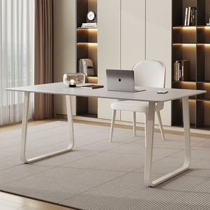 Modern Minimalist Slab <b>Desk</b> Pure White Rectangle <b>Solid</b> <b>Wood</b> Ecological Board Computer <b>Desk</b> For Home Office Study Bedroom - Product Image 3
