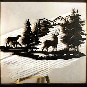 Décoration murale exquise en fonte de fer style Art Déco, cerf découpé au laser, animal de la forêt, décoration de Noël pour la maison, artisanat suspendu - Product Image 4