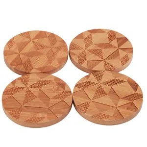 Diamant-förmigen anti-slip bahn, bambus und holz bahn, runde platz bambus tischset