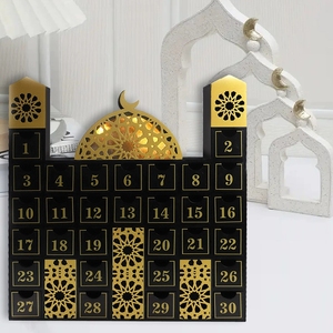 Calendrier de l'Aïd musulman en bois avec éclairage LED, armoire de compte à rebours, château du Ramadan, décoration islamique du Ramadan, idées de célébration du Ramadan - Product Image 4