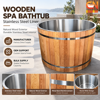 Baignoire Spa en Bois de Cèdre Rouge avec Doublure en Acier Inoxydable 304, Baignoire Ronde pour Une Personne, pour Maison, Villa, Hôtel