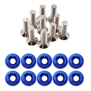 Entretoises d'espacement en aluminium M8 bleues pour la modification des pare-chocs de moto et de voiture, jeu de vis de fixation - Product Image 1