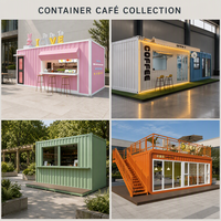 Café-bar-restaurant modulaire en conteneur préfabriqué avec terrasse sur le toit, kiosque, boutique de vente au détail mobile