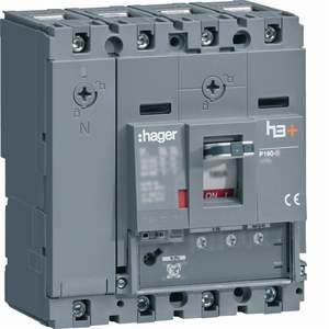 HHS161GC ปรับแต่งได้ด้วยชุดเบรกเกอร์แบบหล่อขึ้นรูป Hagers รุ่น h3+ P160 LSnI 4P 25kA 160A แบบปรับได้พร้อมสายกลาง - Product Image 1