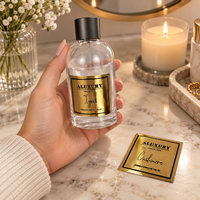 Impression d'étiquettes personnalisées en vinyle imperméable avec logo en feuille d'or, autocollantes transparentes pour flacons de parfum