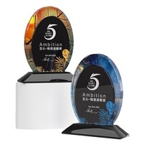 Honneur de cristal couleur impression ovale forme cristal verre trophée Souvenir cadeau personnalisation trophée