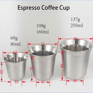 Custom logo 80ml 160 ml 250 ml Thermal <b>Cup</b> Coffee Mug 304 Stainless Steel Double Wall Capsule Italy <b>Espresso</b> Coffee <b>Cup</b> - Product Image 2