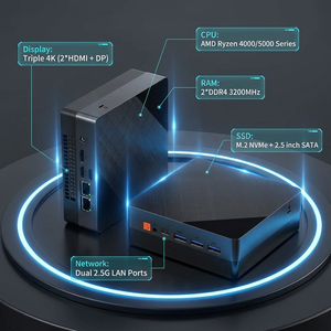 Mini PC intelligent à refroidissement silencieux, processeur Ryzen R7-7730U, boîtier en aluminium ultra-compact, double LAN 2.5G, 8 Go de RAM, 256/512 SSD - Product Image 1