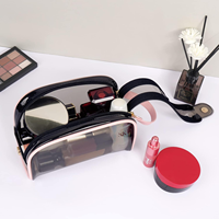 Pochette de maquillage vintage en PVC avec fermeture éclair et logo personnalisé pour femmes, idéale pour les voyages et l'organisation