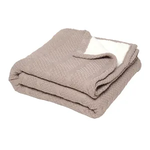 Cobertor Sherpa de malha para sofá, cobertor de malha supermacio e aconchegante para o inverno, cobertor cinza grosso