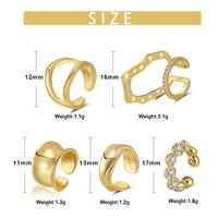 RINNTIN CL07-22 Clip d'oreille en argent sterling 925 plaqué or 18 carats, sans perçage, manchette d'oreille