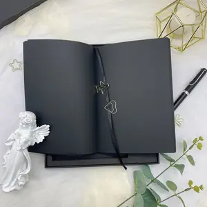 Cuaderno de papelería de color negro con tapa dura, cuaderno escolar personalizado