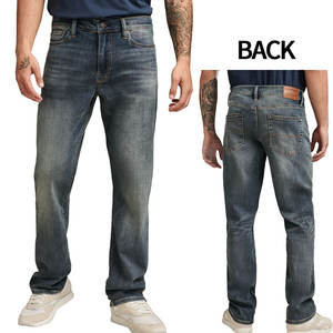 メンズヴィンテージ風フェードミッドウェイトジーンズ、ストーンウォッシュ加工カジュアルダメージデニムパンツ、コットンストレートジーンズ（ウィスカー加工）卸売 - Product Image 2