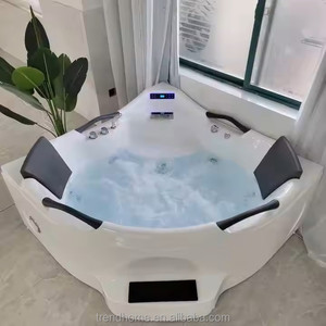 Banheira de Hidromassagem com Massagem de Ar para Banho de Imersão Moderna de Pedra Artificial Autônoma para Spa de Canto para Família - Product Image 1