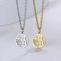 Collier papillon sans ternissement plaqué or 18k, amulette porte-bonheur chinoise, breloque en acier inoxydable, collier planète lune