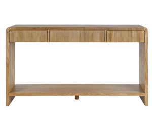 Modern Solid Wood 3-Drawer <b>Console</b> <b>Table</b> with Vertical Slats Edge Design Eco-Friendly for Hotel Bedroom Entryway Hallway Sofa - Product Image 5