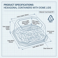 Boîte d'emballage alimentaire jetable écologique en PET, carrée, transparente, avec couvercle, or, blanc, noir, 165 mm, 205 mm, pour hamburgers, sandwichs, pâtisseries, sushis, gâteaux