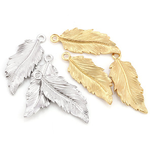 Pendentif Plume Texturé 3D en Acier Inoxydable Or Argent, Breloque DIY pour Bijoux, Accessoire pour Vêtements, Épingle à Cheveux, Pendentif Unisexe Tendance - Product Image 4